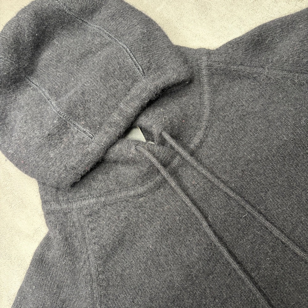 Vtg Banana Republic Sweater Hoodie Womens L Black Wool Angora Knit Quiet Luxury